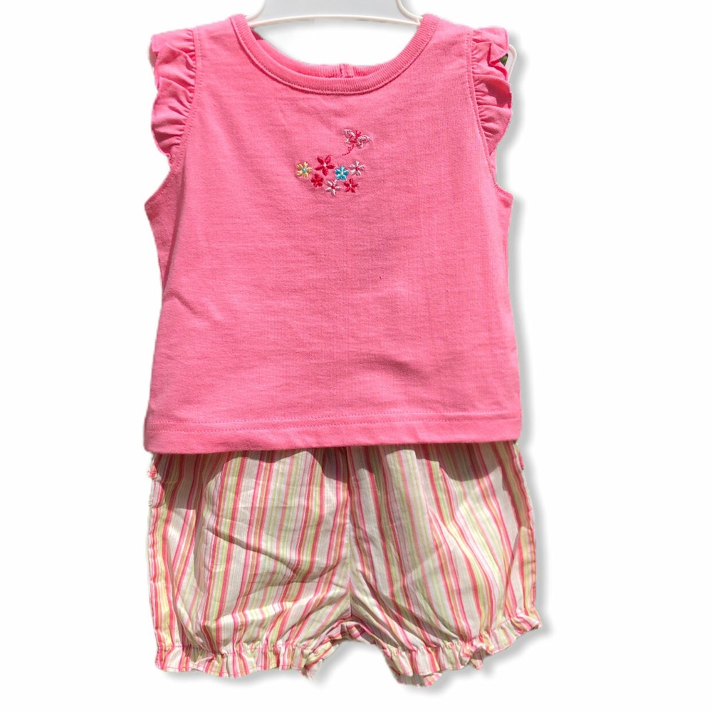 NWT 24 Month Embroidered Flower Butterfly Tee Striped Panty Toddler Infant Girls